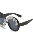 Oversized Round Frame Diamond Sunglasses