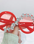 Oversized Round Frame Diamond Sunglasses