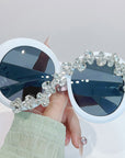 Oversized Round Frame Diamond Sunglasses