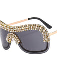 Metal Diamond-Studded Sunglasses
