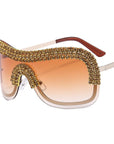 Metal Diamond-Studded Sunglasses