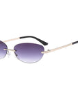 Metal Rimless Oval Sunglasses