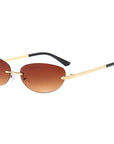 Metal Rimless Oval Sunglasses
