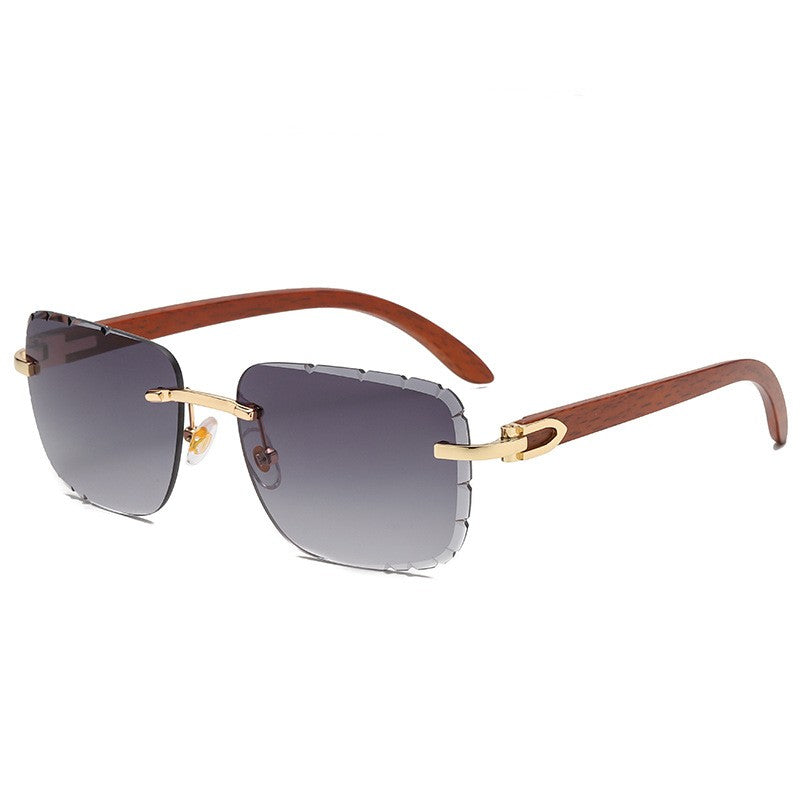 Women's Wooden Rimless Sunglasses
