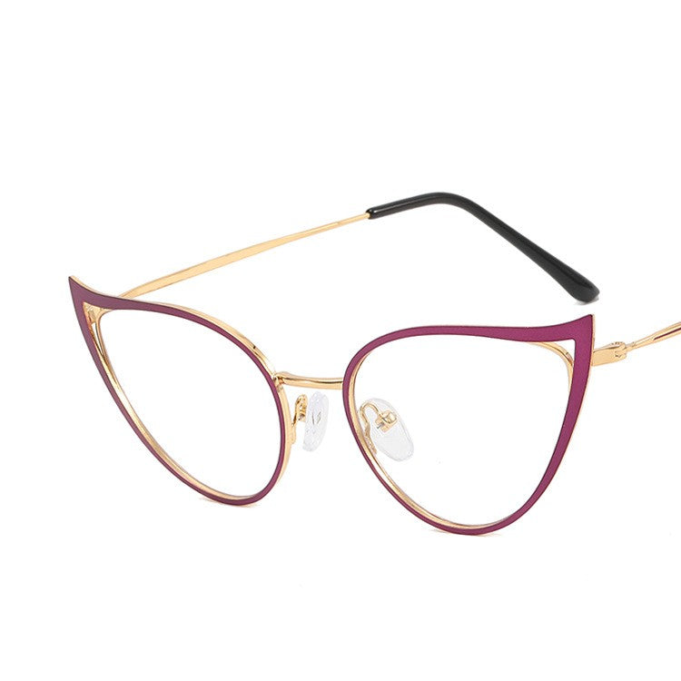Metal Hollowed Out Cat Eye Anti Blue Light Glasses
