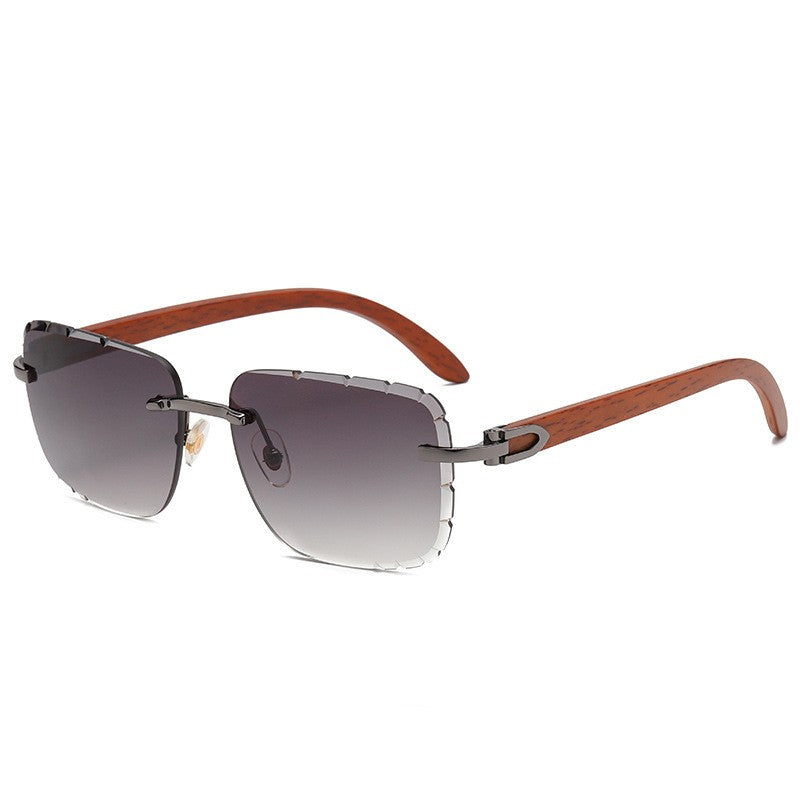 Women's Wooden Rimless Sunglasses