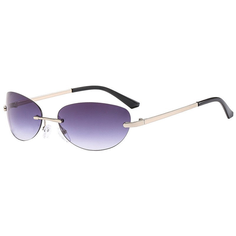 Metal Rimless Oval Sunglasses
