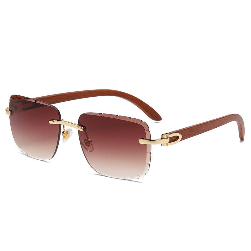 Women's Wooden Rimless Sunglasses