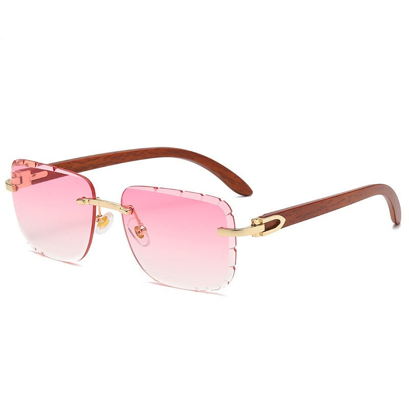 Women's Wooden Rimless Sunglasses