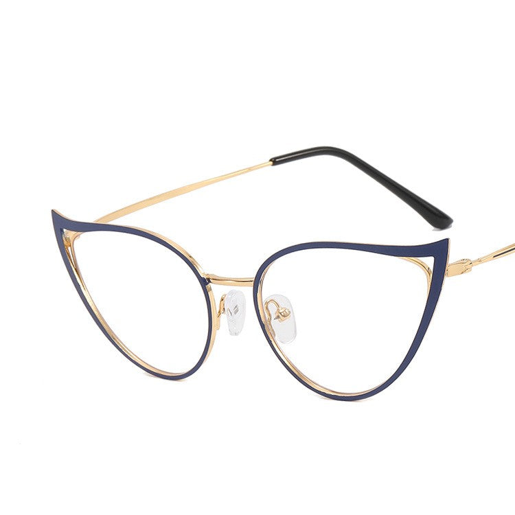 Metal Hollowed Out Cat Eye Anti Blue Light Glasses