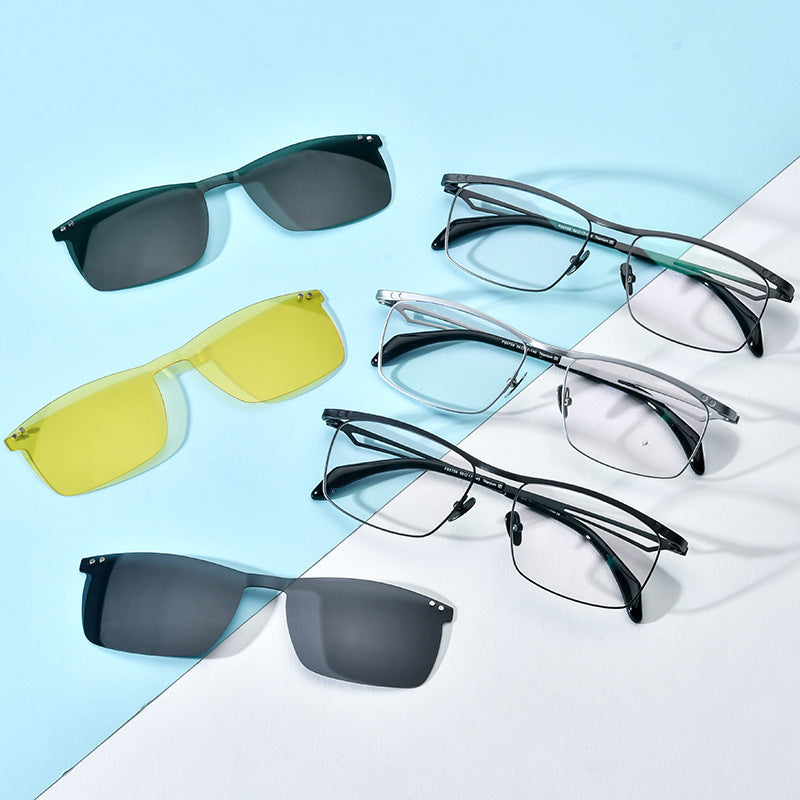 Magnetic Clip-on Pure Titanium Myopia Glasses