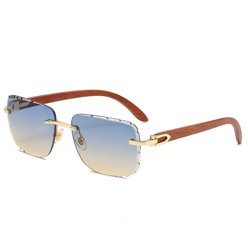 Women's Wooden Rimless Sunglasses