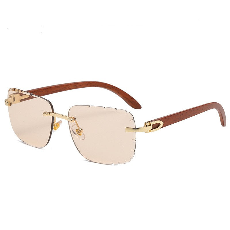 Women's Wooden Rimless Sunglasses